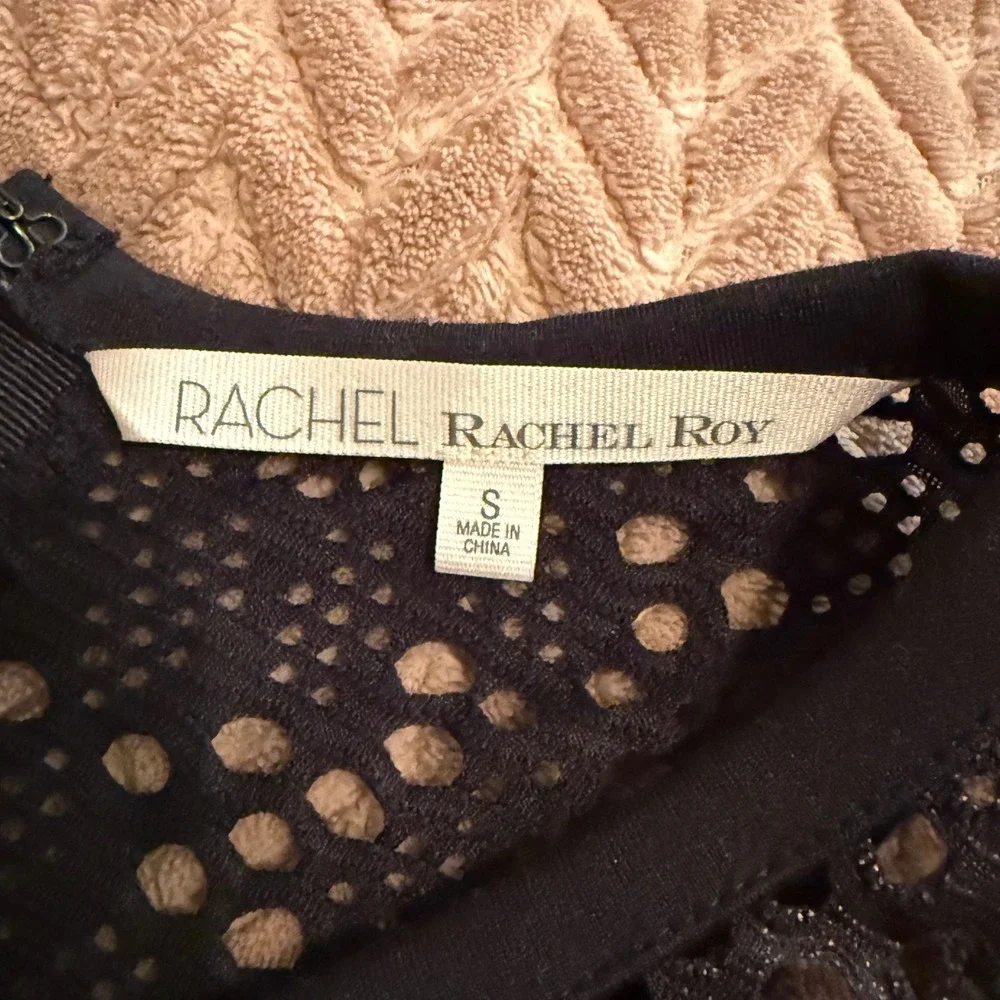 Rachel Rachel Roy Black Eyelet Lace Sheath Dress Sleeveless Back Zip Womens S